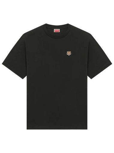 Lucky Tiger Embroidered Classic Short Sleeve T Shirt Black - KENZO - BALAAN 1