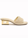 Women s Raffia FF Gold Heel Sandals Ivory 8X8412 AO0H F0QA4 - FENDI - BALAAN 1