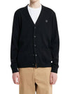 Bold Fox Head Patch V Neck Wool Cardigan Black - MAISON KITSUNE - BALAAN 2