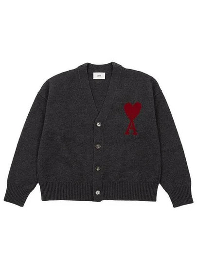 De Coeur Logo Wool Cardigan Grey - AMI - BALAAN 2