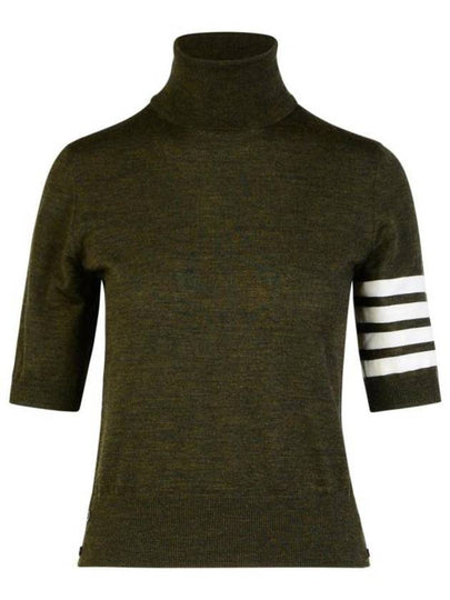 Fine Merino 4 Bar Relaxed Short Sleeve Turtleneck Green - THOM BROWNE - BALAAN 2