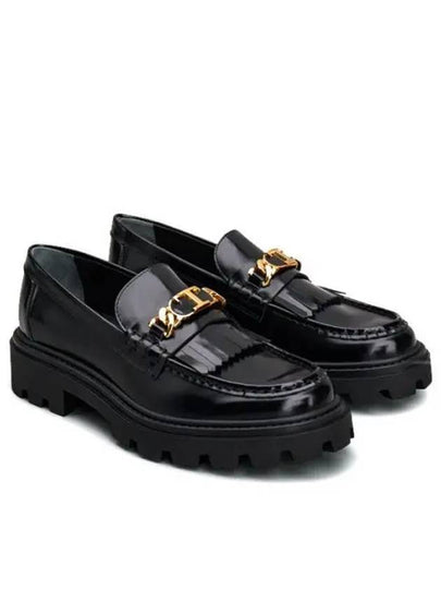 Leather Fringe Loafers Black - TOD'S - BALAAN 2