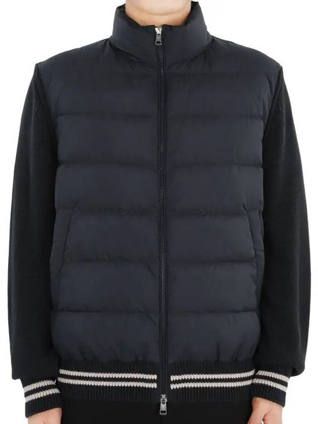 Logo Patch Padded Cardigan Navy - MONCLER - BALAAN 3