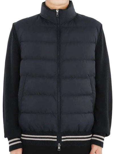 Logo Patch Padded Cardigan Navy - MONCLER - BALAAN 2