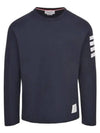 4-Bar Striped Cotton Long Sleeve T-Shirt Navy - THOM BROWNE - BALAAN 2