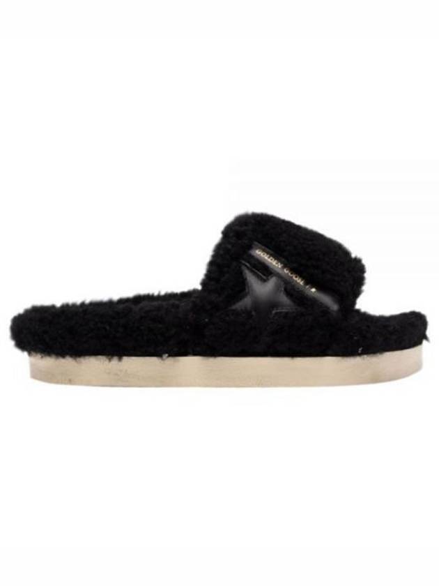 Leather Star Shearling Full Star Slippers Black - GOLDEN GOOSE - BALAAN 2