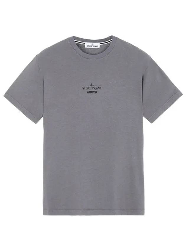 Men's Archivio Round Short Sleeve T-Shirt Grey - STONE ISLAND - BALAAN 2