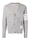 Classic V-Neck 4 Bar Stripe Cardigan Light Grey - THOM BROWNE - BALAAN 2