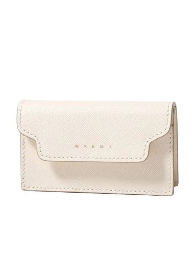 Logo Saffiano Leather Card Wallet Ivory - MARNI - BALAAN 4