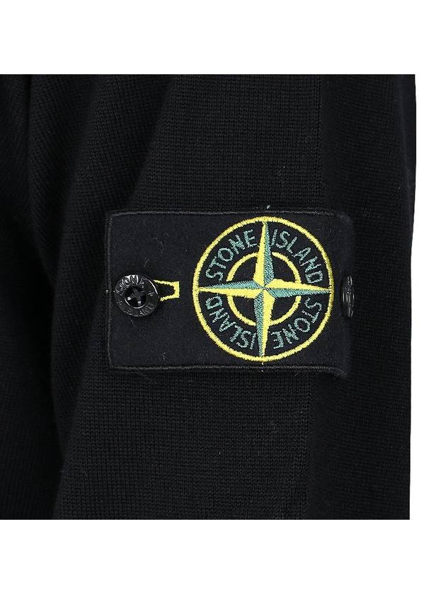 Regular Fit Crew Neck Wool Knit Top Black - STONE ISLAND - BALAAN 6