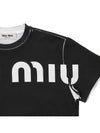 Logo Print Cotton Short Sleeve T-Shirt Black - MIU MIU - BALAAN 5