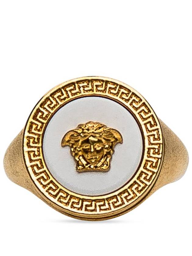 Men's Enamel Medusa Ring Gold White - VERSACE - BALAAN 2