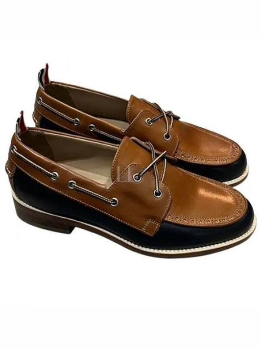 Vachetta Two-Tone Leather Boat Camel - THOM BROWNE - BALAAN 2