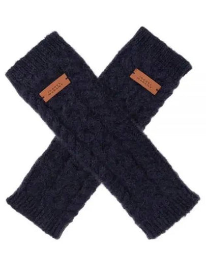 Treva Logo Patch Cable Knit Gloves Midnight - ISABEL MARANT - BALAAN 2