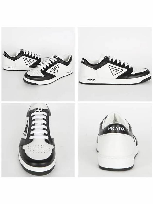 District Triangle Logo Leather Low Top Sneakers White Black - PRADA - BALAAN 3