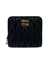 Matelasse Logo Zip Around Half Wallet Black - MIU MIU - BALAAN 3