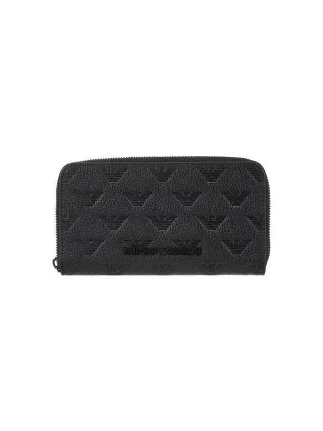 Men s Debossed Eagle Logo Zipper Wallet Black 271693 - EMPORIO ARMANI - BALAAN 1