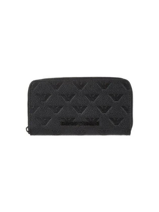 ARMANI 30 9 29 Men s Debossed Eagle Logo Zipper Wallet Black 271693 - EMPORIO ARMANI - BALAAN 1