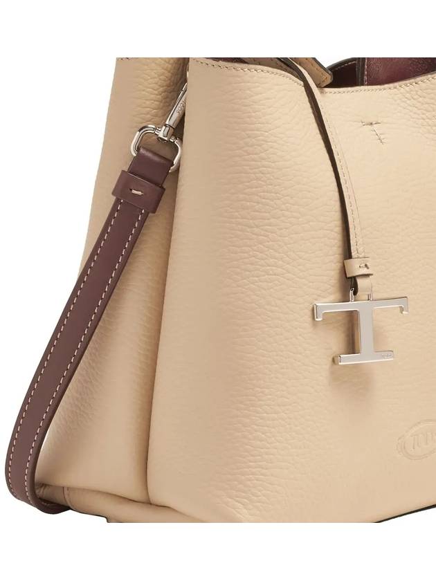 Logo Mini Leather Tote Bag Beige - TOD'S - BALAAN 5