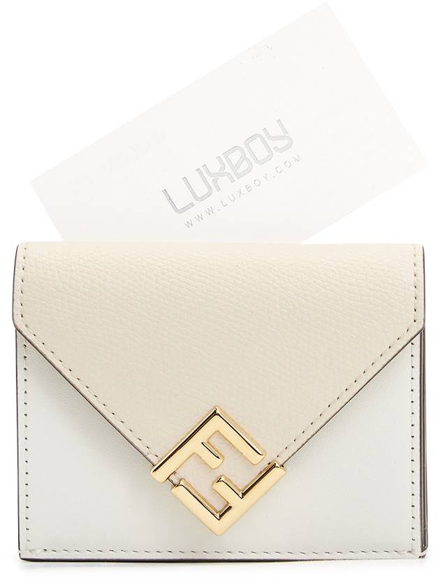 FF Diamond Tri-Fold Leather Half Wallet White - FENDI - BALAAN 8