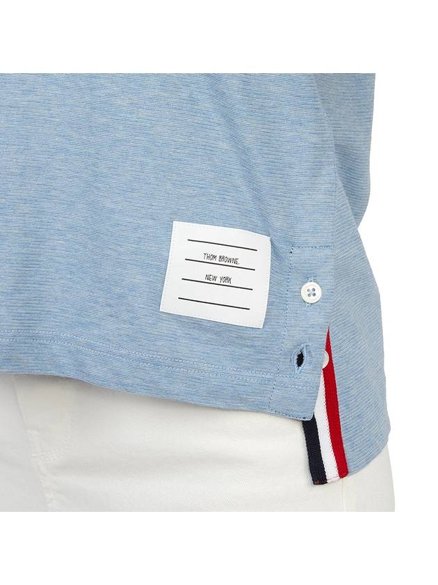 Women's Melange Jersey Ringer Short Sleeve T-Shirt Light Blue - THOM BROWNE - BALAAN 9