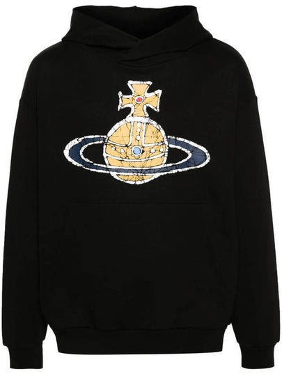 Embroidered Logo Cotton Hoodie Black - VIVIENNE WESTWOOD - BALAAN 2