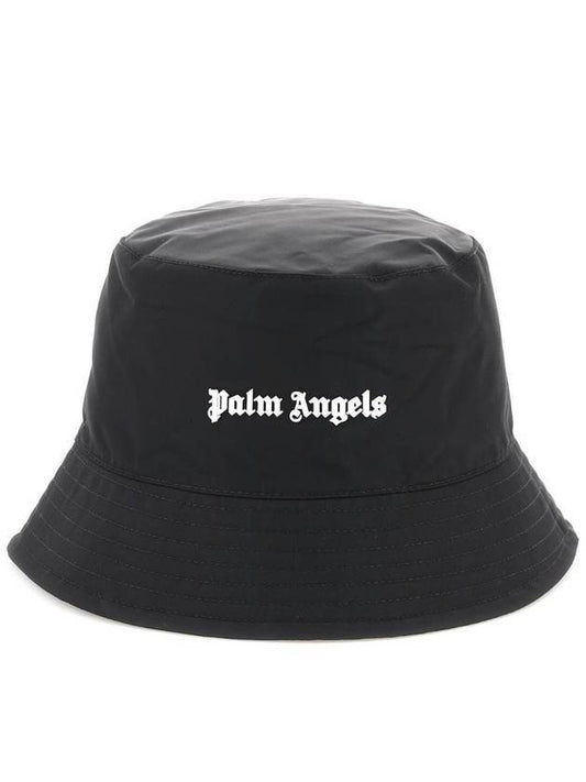 Women's Logo Classic Nylon Bucket Hat Black - PALM ANGELS - BALAAN.
