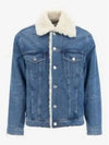 Fake Fur Trucker Denim Jacket Vintage Blue - AMI - BALAAN 2