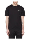 Logo Patch Short Sleeves T-Shirt Black - STONE ISLAND - BALAAN 3