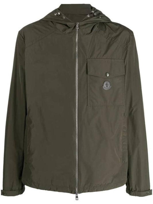 Fuyue Leather Logo Patch Windbreaker Khaki - MONCLER - BALAAN 1