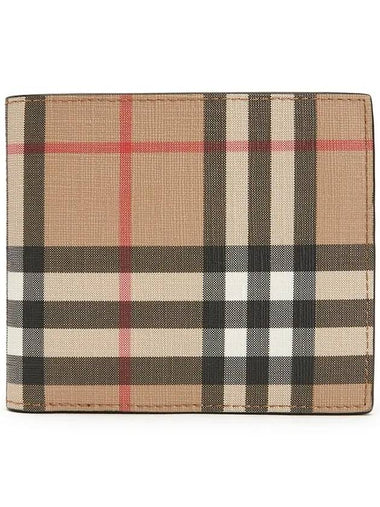 Vintage Check E Canvas Half Wallet Beige - BURBERRY - BALAAN 1