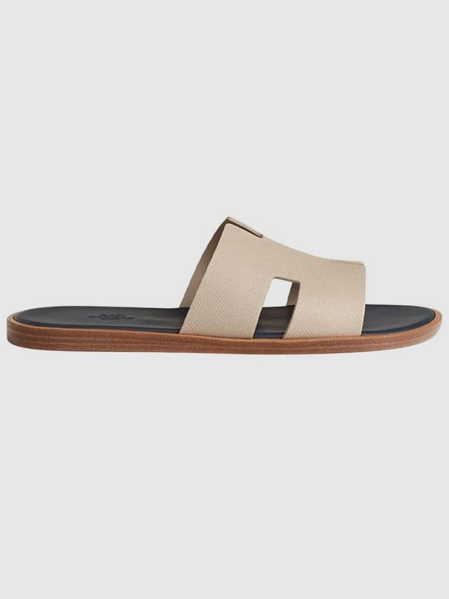 Men's Izmir Sandals Calfskin Absong Light Beige Dark Gray - HERMES - BALAAN 7