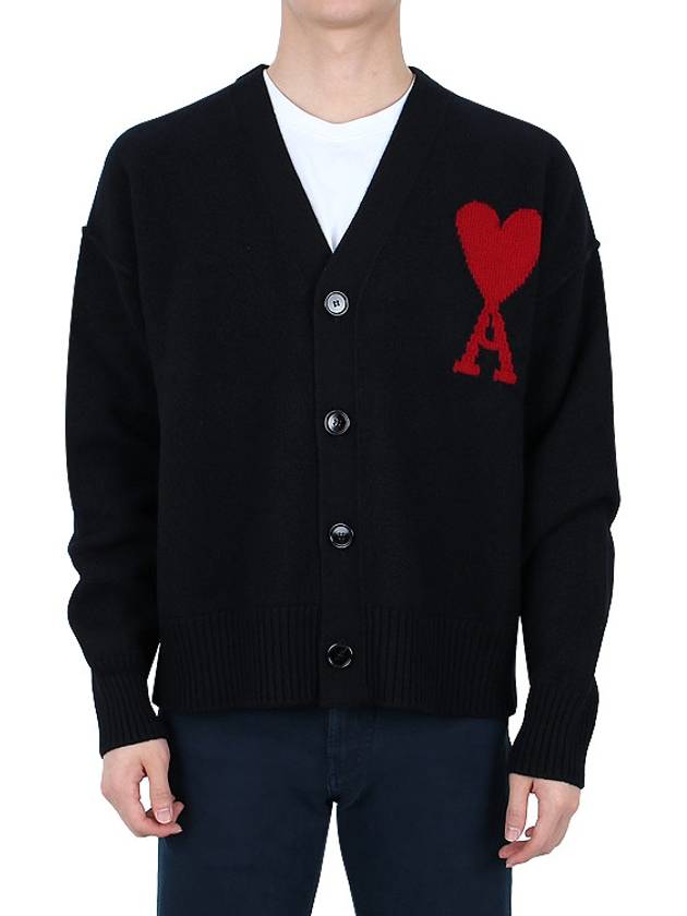 De Coeur Logo Wool Cardigan Black - AMI - BALAAN 3