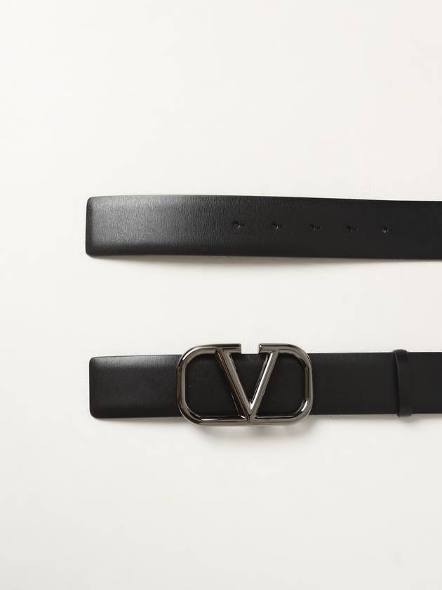 V Logo Signature Leather Belt Black - VALENTINO - BALAAN 3