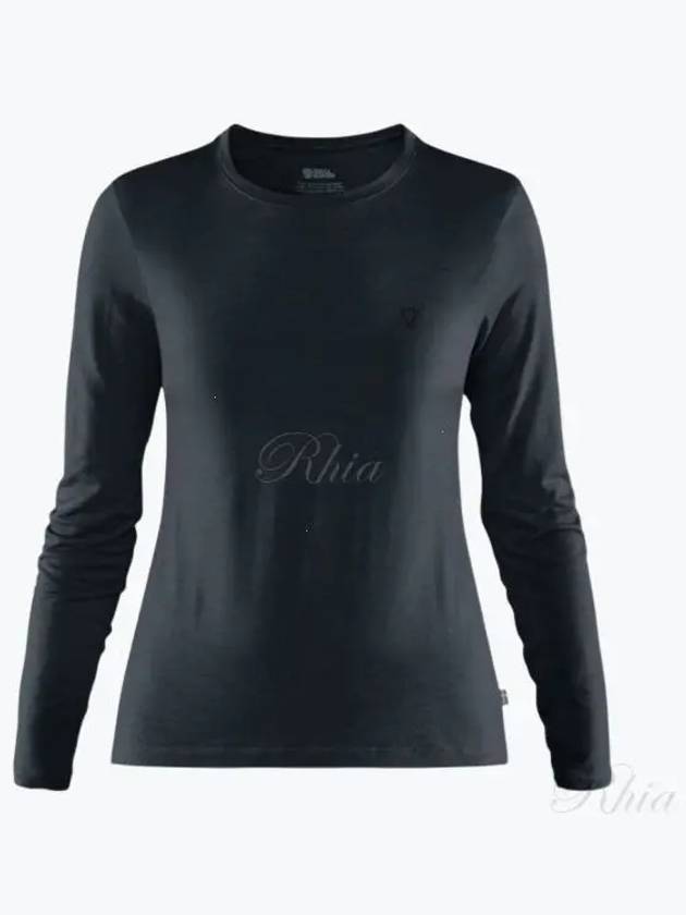 Women's Abisco Wool Long Sleeve Knit Top Dark Navy - FJALL RAVEN - BALAAN 2