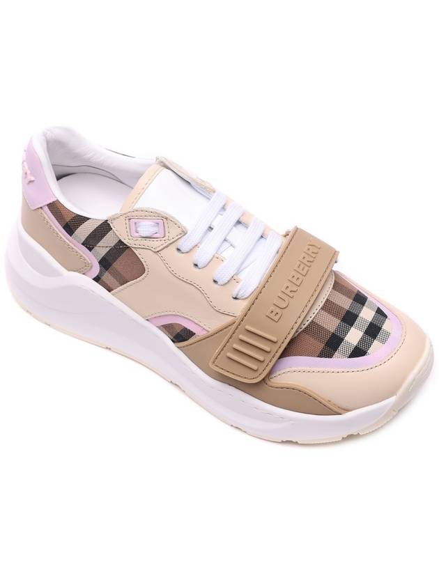 Women's Velcro Check Low-Top Sneakers Beige - BURBERRY - BALAAN 4