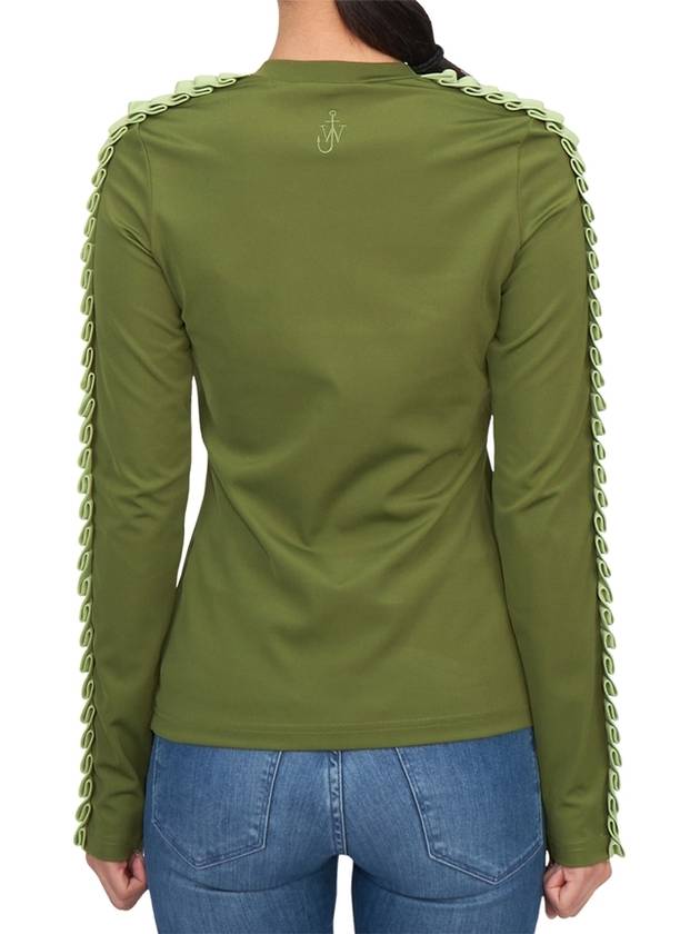 Pleated Trim Long Sleeve T-Shirt Green - JW ANDERSON - BALAAN 6