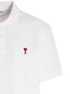 Small Heart Logo Polo Shirt White - AMI - BALAAN 5