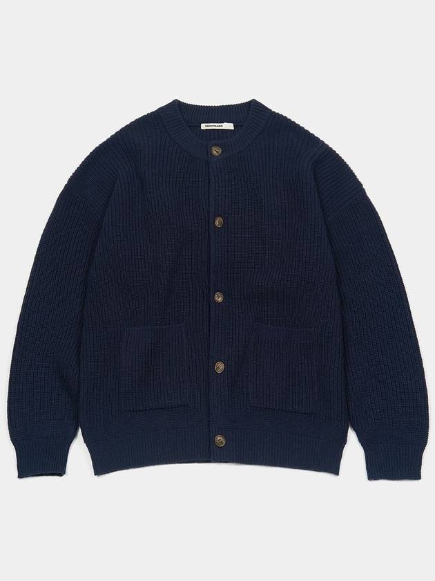 EXC Oversized Wool Knit Cardigan Navy - EXCONTAINER - BALAAN 2