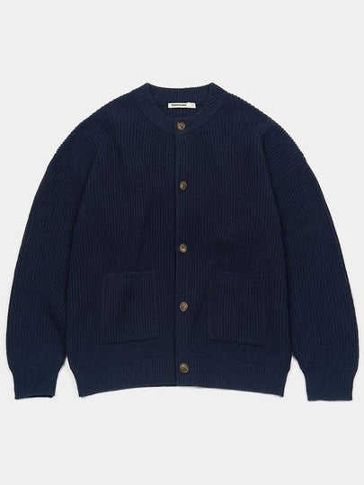 Oversized Wool Knit Cardigan Navy - EXCONTAINER - BALAAN 2