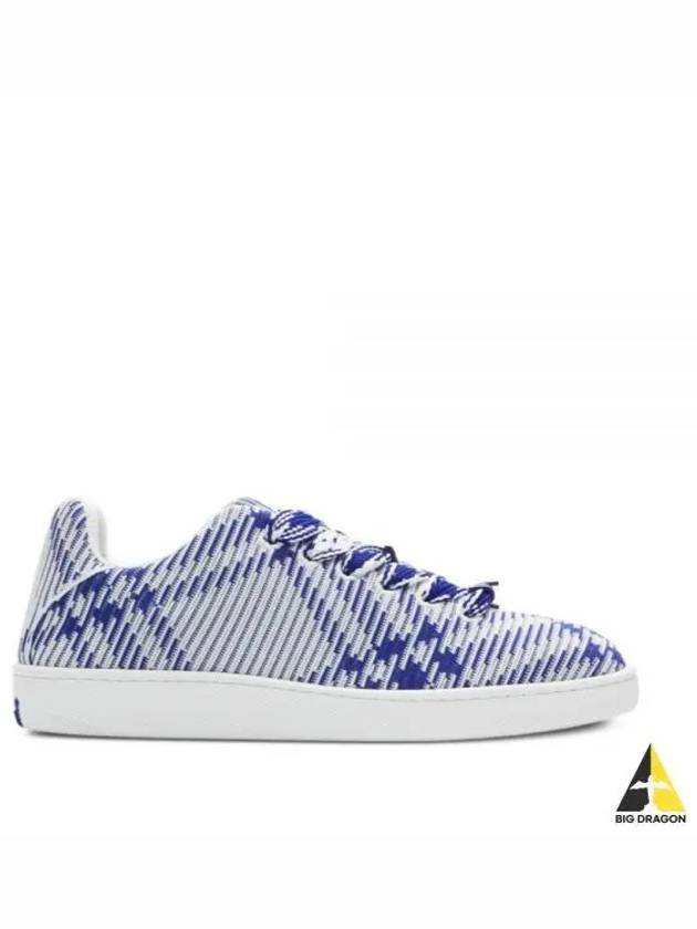 Box Check Print Leather Low Top Sneakers Royal Blue - BURBERRY - BALAAN 2