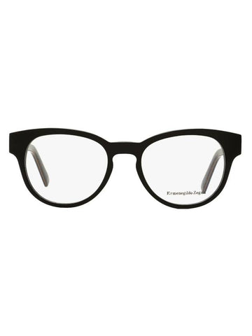 Eyewear Logo Round Horn-rimmed Eyeglasses Black - ERMENEGILDO ZEGNA - BALAAN 1