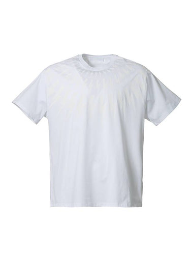 Men's Multi Lightning Short Sleeve T-Shirt White - NEIL BARRETT - BALAAN 1