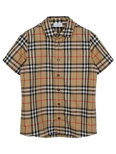 Kids Vintage Check Short Sleeve Shirt Beige - BURBERRY - BALAAN 2