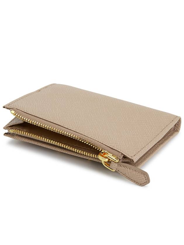 Small Saffiano Half Wallet Beige - PRADA - BALAAN 5