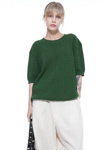 Women s LCRHK GN Linen Cable Round Half Knit Green - CHANCE'S NOI - BALAAN 1