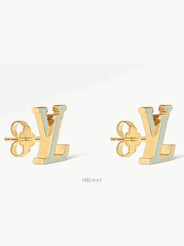 LV Iconic Enamel Earrings Gold Blue - LOUIS VUITTON - BALAAN 3