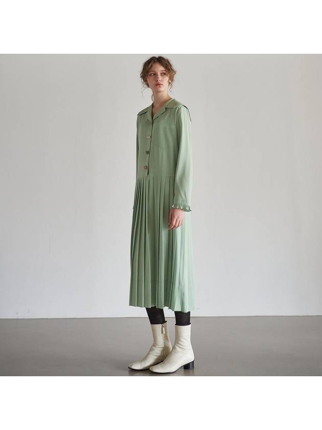 Women's Sailor Stitch Pleated Dress_Mint Green - MITTE - BALAAN 5