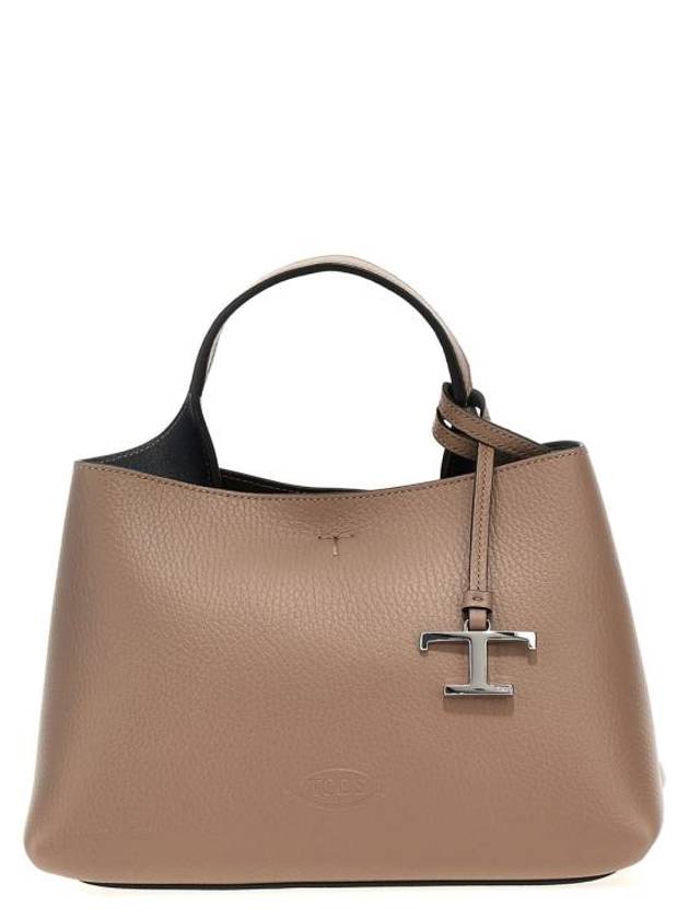 Logo Charm Leather Micro Tote Bag Grey - TOD'S - BALAAN 1