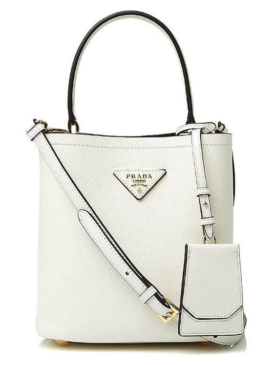 Panier Saffiano Leather Small Tote Bag White - PRADA - BALAAN 2